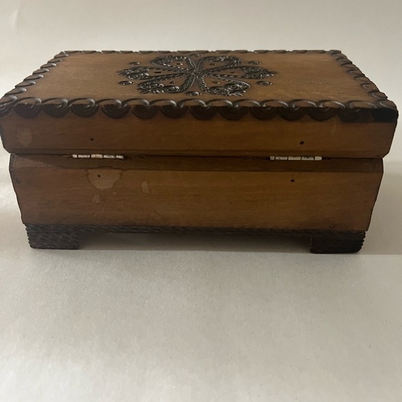Engraved Intricate Design Wood Hinged Box - Picture 4 of 6